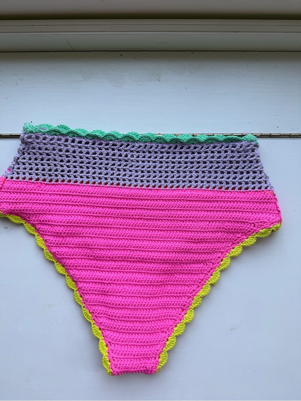 Beach Riot Crochet High-Waist Swim Bikini in Pink, Orange, Lavender & Lime Trim. - Picture 2 of 4